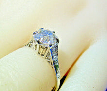 Load image into Gallery viewer, 1.03 carat Earth Mined European cut Diamond Deco Engagement Ring Antique Platinum Solitaire
