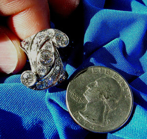 Earth mined European Diamond Art Deco Engagement Ring Vintage 14k White Gold