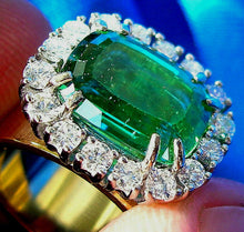 Load image into Gallery viewer, Natural Sea foam Blue Green Paraiba Tourmaline and Diamond Art Deco Design Style Engagement Ring size 6.5