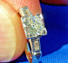 Load image into Gallery viewer, Earth mined Diamond Art Deco Engagement Ring Antique Platinum Solitaire 0.52 carat