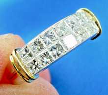Load image into Gallery viewer, 1.82 carat Earth mined Princess cut Diamond Wedding Band Designer Anniversary Ring 18k Gold