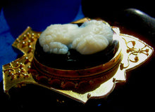 Load image into Gallery viewer, Special Elegant Victorian Memory Locket Brooch Antique 14k Gold Deco Onyx Cameo Pin