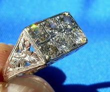 Load image into Gallery viewer, 1 carat Earth mined European Diamond Deco Engagement Ring Antique Band 14k White Gold