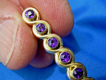 Load image into Gallery viewer, Antique Amethyst Art Deco Brooch Victorian Solid 14k Gold Bar Pin Clip