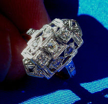 Load image into Gallery viewer, Earth mined European Diamond Deco Engagement Ring Vintage 14k White Gold Setting