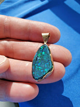 Load image into Gallery viewer, Earth mined 12.74 Carat Black Australian Opal Charm Deco Style 14k Gold Pendant
