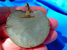 Load image into Gallery viewer, Antique Jade Ru Yi Lucky Lock Pendant Deco Charm Amulet 14k Gold