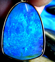 Load image into Gallery viewer, Genuine Black Australian Opal Bezel set Pendant Deco Designer 14k Gold Charm