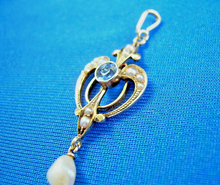 Load image into Gallery viewer, Earth mined Sapphire Art Deco Nouveau Pendant Antique Victorian Necklaces 14k Gold