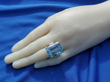 Load image into Gallery viewer, 40 carat European Design Topaz Deco Engagement Ring Vintage Cocktail Solitaire setting