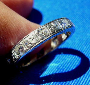 0.50 carat Earth mined Diamond Deco Wedding Band Antique Platinum Eternity Anniversary Ring size 5