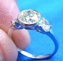 Load image into Gallery viewer, Genuine 1.64 carat Diamond Deco Engagement Ring Custom Bezel Platinum Solitaire size 7.5