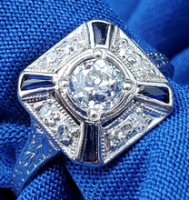 Load image into Gallery viewer, 0.76 carat Earth mined Antique Diamond Engagement Ring European Deco Platinum Solitaire size 5.25