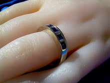 Load image into Gallery viewer, Sapphire Diamond Wedding Band Vintage Anniversary Ring 14k White Gold