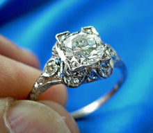 Load image into Gallery viewer, Genuine Diamond Art Deco Engagement Ring Vintage Antique Style Platinum Solitaire