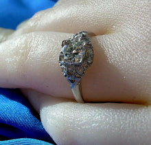 Load image into Gallery viewer, 0.79 carat Earth mined Diamond Deco Engagement Ring Antique Platinum Solitaire size 5.75