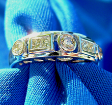 Load image into Gallery viewer, Earth mined Diamond Deco Design Wedding Band 14K White Gold Anniversary Ring