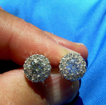 Load image into Gallery viewer, 3 carat Earth mined European Diamond Earrings Antique Design Studs 14k White Gold
