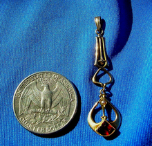 Load image into Gallery viewer, Unique Antique Art Deco Garnet and Pearl Pendant Exciting Art Nouveau 10k Gold charm