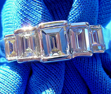 Load image into Gallery viewer, 1.50 carat Genuine Diamond Emerald cut Wedding Band Deco Anniversary Ring 14k White Gold