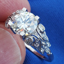 Load image into Gallery viewer, 1.85 Carat Earth mined Diamond Art Deco Engagement Ring Vintage Antique Platinum Solitaire