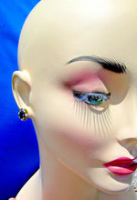 Load image into Gallery viewer, Earth mined Sapphire and Diamond Deco Design Earrings Button Studs 14k Gold