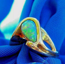 Load image into Gallery viewer, Earth mined Opal Engagement Ring Hand crafted Unique Design Solitaire 14k Gold