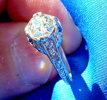 Load image into Gallery viewer, 1.29 carat European cut Diamond Deco Engagement Ring Vintage Solitaire