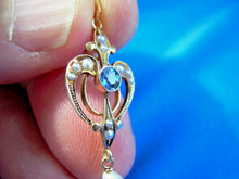 Load image into Gallery viewer, Earth mined Sapphire Art Deco Nouveau Pendant Antique Victorian Necklaces 14k Gold