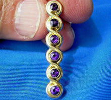 Load image into Gallery viewer, Antique Amethyst Art Deco Brooch Victorian Solid 14k Gold Bar Pin Clip