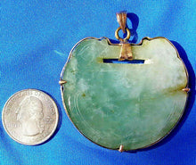 Load image into Gallery viewer, Antique Jade Ru Yi Lucky Lock Pendant Deco Charm Amulet 14k Gold