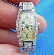 Load image into Gallery viewer, Earth mined Diamond Sapphire Deco Platinum Ladies Watch 1920s Vintage Design Case