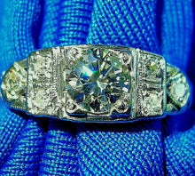 Load image into Gallery viewer, EARTH MINED European Diamond Deco Engagement Ring Antique Platinum Solitaire