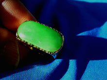 Load image into Gallery viewer, Genuine Earth mined Jade Antique Ring Unique Design Art Deco Solid 18k Gold Setting size 8.75