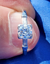 Load image into Gallery viewer, Earth mined European cut Diamond Art Deco Platinum Engagement Ring. Vintage Antique Natural Diamonds Solitaire