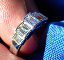Load image into Gallery viewer, 1.50 carat Genuine Diamond Emerald cut Wedding Band Deco Anniversary Ring 14k White Gold
