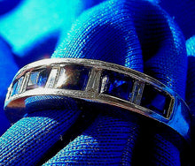 Load image into Gallery viewer, Sapphire Diamond Wedding Band Vintage Anniversary Ring 14k White Gold