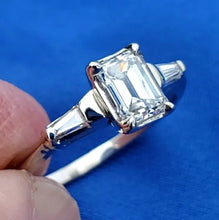 Load image into Gallery viewer, 1 carat Earth mined Diamond Emerald Cut Deco Engagement Ring Vintage Natural Solitaire
