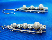 Load image into Gallery viewer, 1.25 carat Earth Mined European cut Diamond Art Deco Earrings Antique Platinum Dangles