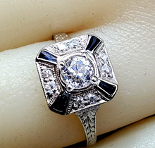 Load image into Gallery viewer, 0.76 carat Earth mined Antique Diamond Engagement Ring European Deco Platinum Solitaire size 5.25