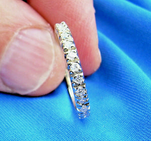 Earth mined Diamond Deco Wedding Band Vintage Anniversary Eternity Ring size 8.5