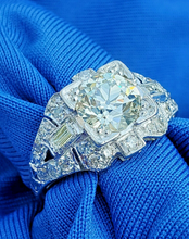 Load image into Gallery viewer, 2.06 carat Earth mined European cut Diamond Art Deco Engagement Ring Antique Platinum Solitaire