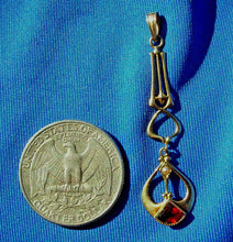 Load image into Gallery viewer, Unique Antique Art Deco Garnet and Pearl Pendant Exciting Art Nouveau 10k Gold charm