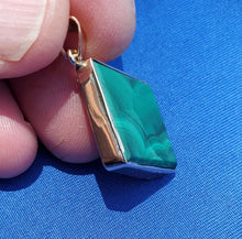 Load image into Gallery viewer, Bezel set Fine Green Malachite Pendant Elegant Geometric Deco Design 14k Charm