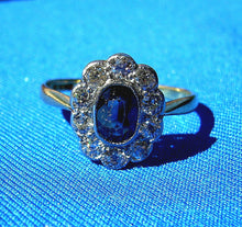 Load image into Gallery viewer, Earth mined Sapphire and Diamond Art Deco Engagement Ring Antique Vintage Royal Design Setting