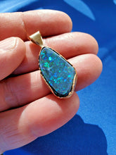 Load image into Gallery viewer, Earth mined 12.74 Carat Black Australian Opal Charm Deco Style 14k Gold Pendant