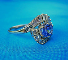 Load image into Gallery viewer, 2.80 carat Tanzanite Diamond Engagement Ring Art Deco vintage Style Solitaire 14k White Gold