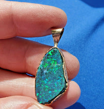 Load image into Gallery viewer, Earth mined 12.74 Carat Black Australian Opal Charm Deco Style 14k Gold Pendant