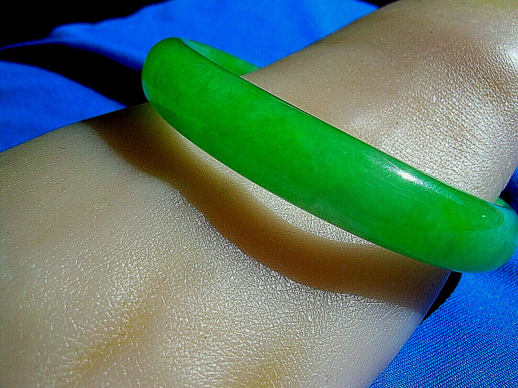Earth Mined green Jade Antique Bangle Old Semi Translucent Bracelet
