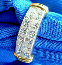 Load image into Gallery viewer, 1.82 carat Earth mined Princess cut Diamond Wedding Band Designer Anniversary Ring 18k Gold